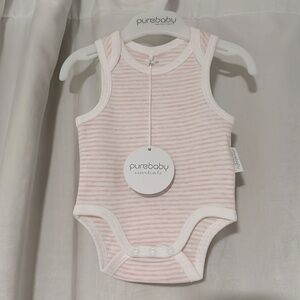 Purebaby Pale Pink Striped Onesie Newborn